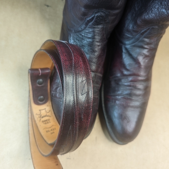 Lucchese Boots men's size 11D Exotic Genuine Black Cherry Smooth Ostrich classic - Picture 15 of 16